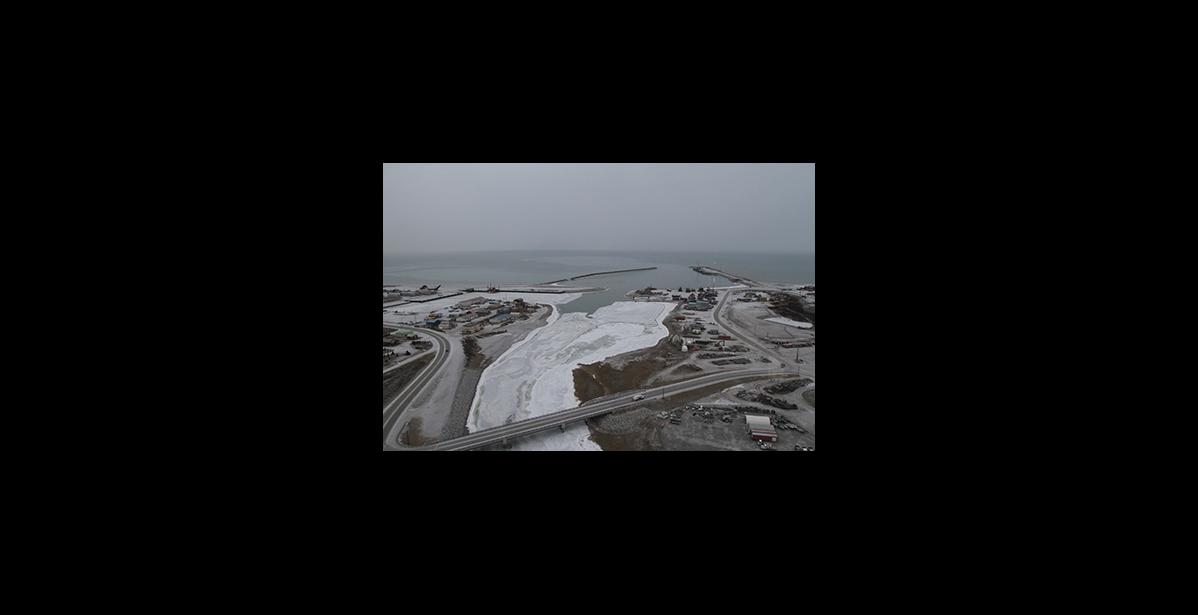 Photo by Diana Haecker The port of Nome as seen from the air on Nov. 22, 2019.
