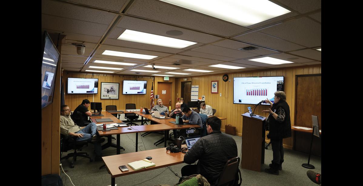 Photo by Anna Lionas STATE OF THE SCHOOLS— Nome School District Superintendent Jamie Burgess presented the State of the Schools to the Nome Common Council in a work session on Monday, Nov. 25.