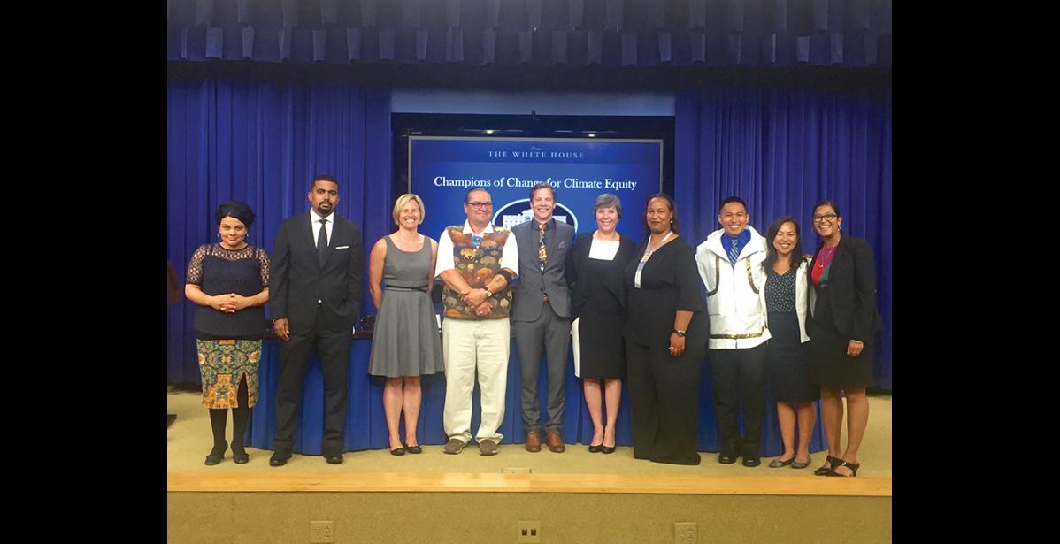 Photo courtesy of the White House CHAMPIONS FOR CHANGE— Esau Sinnok of Shishmaref (third from right) was honored with other champions of change at the White House on Friday, July 15.