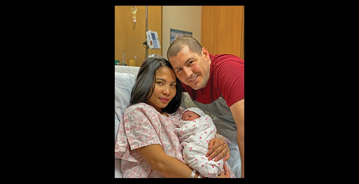 Photo courtesy of Jocelyn Wyman FIRST BABY IN 2020— Mom Jocely and dad John Wyman proudly show their baby Bella Aria, born in Nome on Jan. 5.