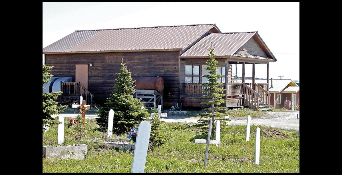 Photo by Sandra L. Medearis HIGH AND DRY—Nome’s morgue perched on the hill at Nome Municipal Cemetery at Belmont Point needs running water, trash removal, supplies and housekeeping, families say.