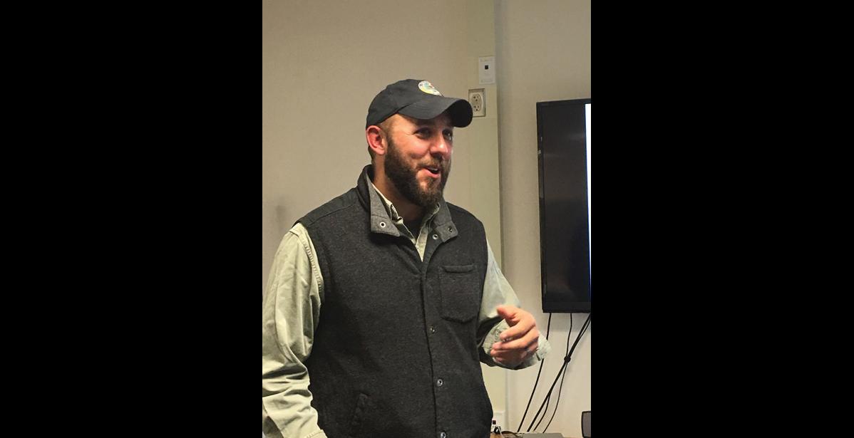 Photo by Sandra Medearis AREA BIOLOGIST—Bill Dunker, ADF&G, shared information on moose hunts at a Strait Science session on Thursday, July 25.