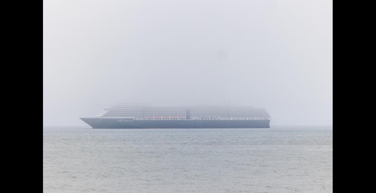 SOCKED IN— The Noordam is shrouded in fog offshore of Nome on Thursday, June 18. Photo by Ariana Crockett O’Harra