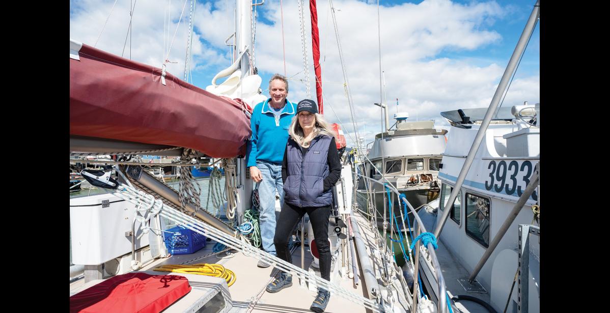 ON DECK – Chuck Shuster and Suze Burd on the deck o f the Tika in Nome’s Small Boat Harbor on Friday, July 17. Photo by Ariana Crockett O'Harra