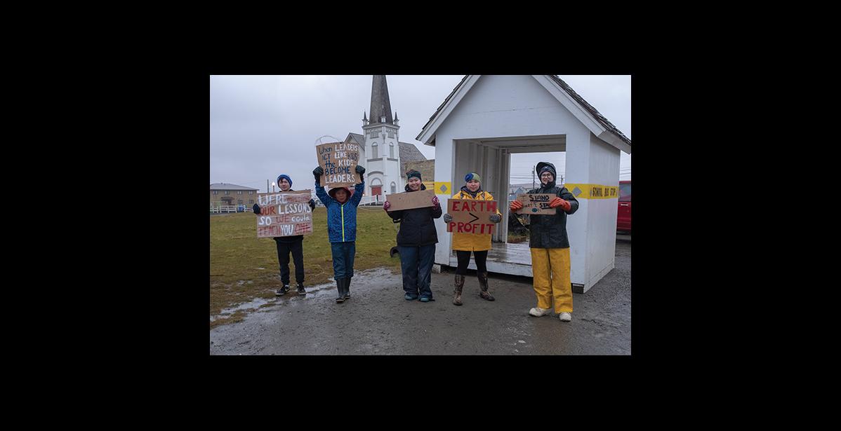 Photo by James Mason STUDENTS DEMAND ACTION— Students went on strike to draw attention to their concerns related to the climate crisis last Friday