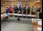 Photo by Sandra Medearis NOME’S LAW ENFORCEMENT SERVICE—Nome police officers turned out for a Nome Common Council meeting Dec. 9 where their newest member, Austin Martino took his oath of office. (l to r) Jonathan Jachim, from Fairbanks; Interim Chief Mike Heintzelman, Virginia; Austin Martino, New York; Sgt. Marc Morris, Georgia; Justin Stein, Idaho; Cordell Murray, Kentucky; Raymond Murray, Texas.