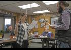 Photo by Diana Haecker YOUTH REP—City Clerk Bryant Hammond administers the oath of office to Youth Representative Molly Kenick.