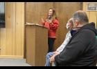 Photo by Diana Haecker Norton Sound Health Corp. CEO Angie Gorn addresses the Nome Common Council on Monday, July 13.