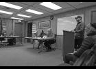 Photo by Diana Haecker PUBLIC COMMENT— Acting Mayor Jerald Brown, left, City Clerk Bryant Hammond, City Manager Glenn Steckman, center, listen to Port Commissioner Derek McLarty at the podium.